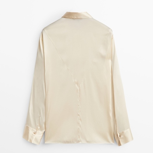 NWT. Massimo Dutti Cream Silk Blend Fitted Blouse. Size S. - Picture 8 of 12